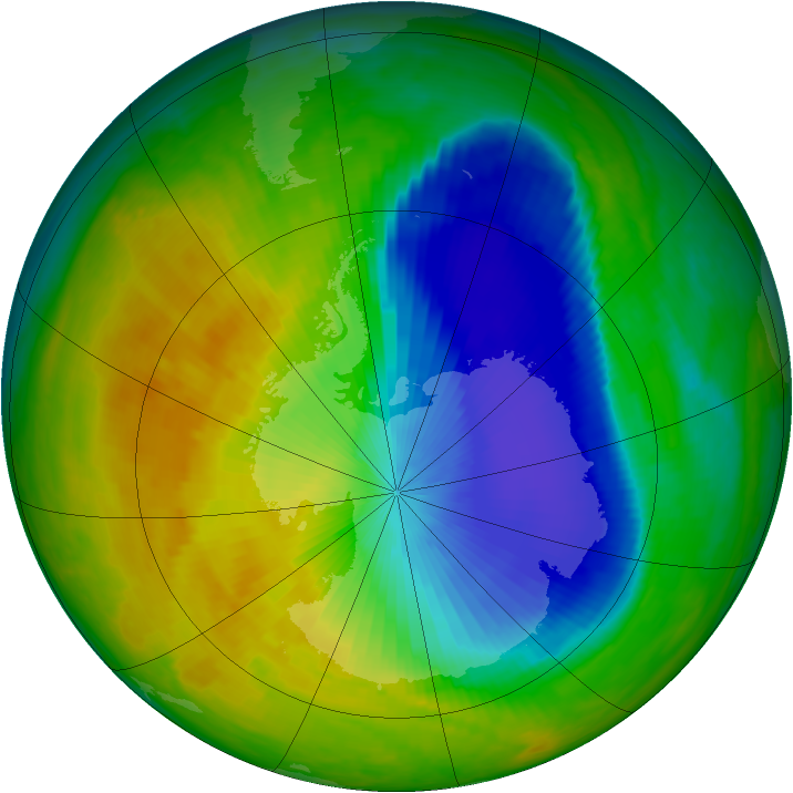 Antarctic ozone map for 01 November 2000